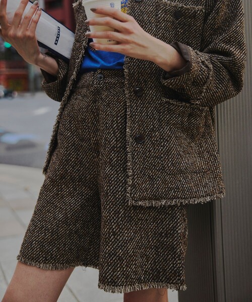 【セール】FREAK’S STORE/フリークスストア The Yarn. ミックスツイードショーツ（その他パンツ）｜FREAK'S STORE（フリークスストア）