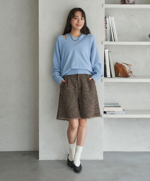 FREAK'S STORE(フリークスストア)の「FREAK’S STORE/フリークスストア The Yarn. ミックスツイードショーツ(その他パンツ・レディース・ブラウン・SMALL/MEDIUM)」の4枚目の写真