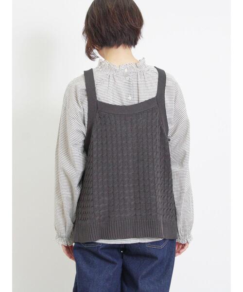 Samansa Mos2（サマンサ モスモス）の「麻タッチニットベスト（ベスト・レディース・チャコールグレー/カーキ/キナリ・F）」の5枚目の写真