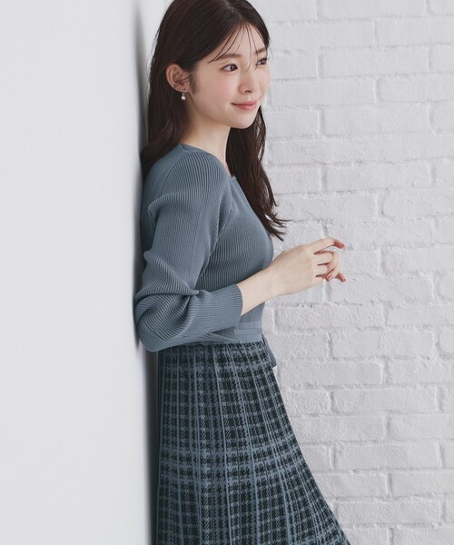 index(インデックス)の「◆チェックプリーツ風ニットワンピース【洗濯機洗い可/抗ピル】(ワンピース・レディース・ブルー系6/ホワイト系9/ブラック系1/ブラウン系その他3・36/38/40/42)」の16枚目の写真