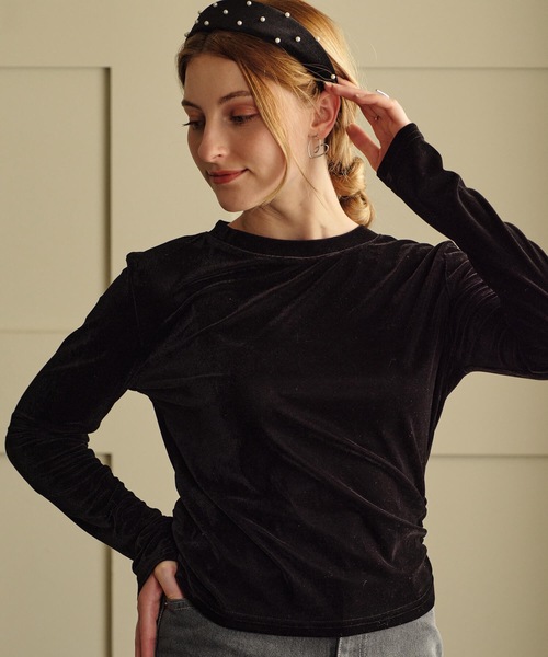 セール】ベロアロングスリーブTシャツ（Tシャツ/カットソー）｜Mia