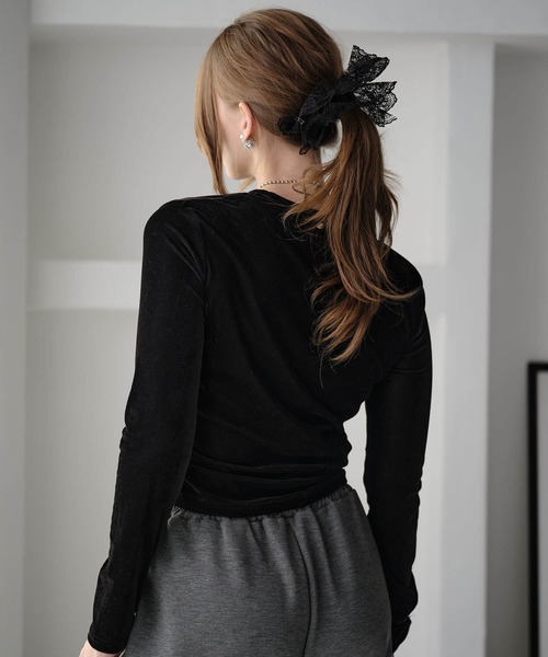 セール】ベロアロングスリーブTシャツ（Tシャツ/カットソー）｜Mia