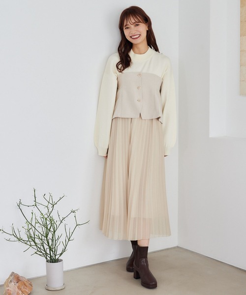 mysty woman（ミスティウーマン）の「コルセットSETプリーツスカート 246330（スカート・レディース・グレー/ブラック/アイボリー・FREE）」の5枚目の写真