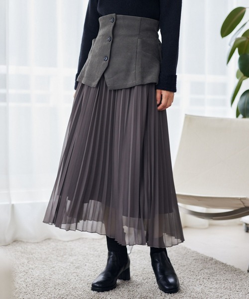 mysty woman（ミスティウーマン）の「コルセットSETプリーツスカート 246330（スカート・レディース・グレー/ブラック/アイボリー・FREE）」の8枚目の写真
