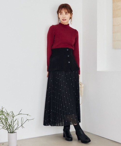 mysty woman（ミスティウーマン）の「コルセットSETプリーツスカート 246330（スカート・レディース・グレー/ブラック/アイボリー・FREE）」の9枚目の写真