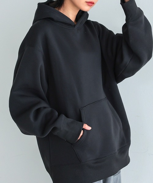 itto...（イット）の「HEAVY WEIGHT SWEAT 裏起毛BIGパーカー（パーカー・レディース・グリーン/オートミール/モカ/ブラック/チャコールグレー/杢グレー・M/L）」の2枚目の写真