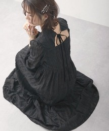 Neina（ネイナ）の「カットジャガード切り替えバックリボンデザインワンピースドレス 大きいサイズ有 〔Neina〕（ドレス）」