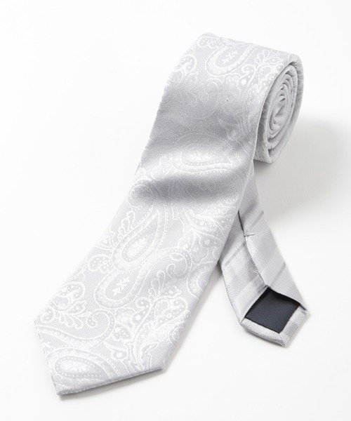 CROWDED CLOSET（クラウデッドクローゼット）の「シャドーペイズリー/シャドーストライプ柄クレリックタイ（ネクタイ・メンズ・シルバー/ボルドー/ネイビー/ラベンダー・FREE）」の4枚目の写真