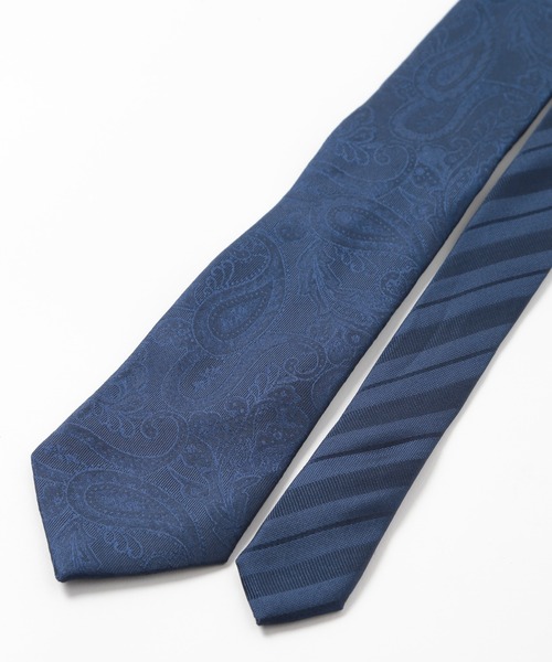 CROWDED CLOSET（クラウデッドクローゼット）の「シャドーペイズリー/シャドーストライプ柄クレリックタイ（ネクタイ・メンズ・シルバー/ボルドー/ネイビー/ラベンダー・FREE）」の6枚目の写真