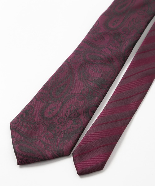 CROWDED CLOSET（クラウデッドクローゼット）の「シャドーペイズリー/シャドーストライプ柄クレリックタイ（ネクタイ・メンズ・シルバー/ボルドー/ネイビー/ラベンダー・FREE）」の8枚目の写真
