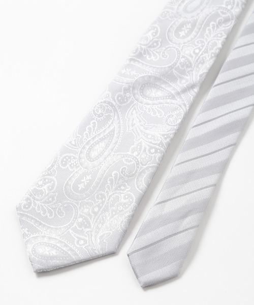 CROWDED CLOSET（クラウデッドクローゼット）の「シャドーペイズリー/シャドーストライプ柄クレリックタイ（ネクタイ・メンズ・シルバー/ボルドー/ネイビー/ラベンダー・FREE）」の5枚目の写真