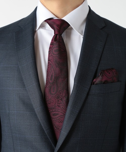 CROWDED CLOSET（クラウデッドクローゼット）の「シャドーペイズリー/シャドーストライプ柄クレリックタイ（ネクタイ・メンズ・シルバー/ボルドー/ネイビー/ラベンダー・FREE）」の13枚目の写真