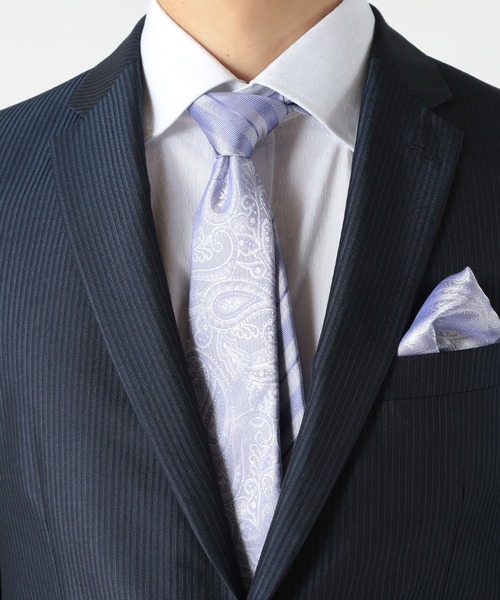 CROWDED CLOSET（クラウデッドクローゼット）の「シャドーペイズリー/シャドーストライプ柄クレリックタイ（ネクタイ・メンズ・シルバー/ボルドー/ネイビー/ラベンダー・FREE）」の11枚目の写真