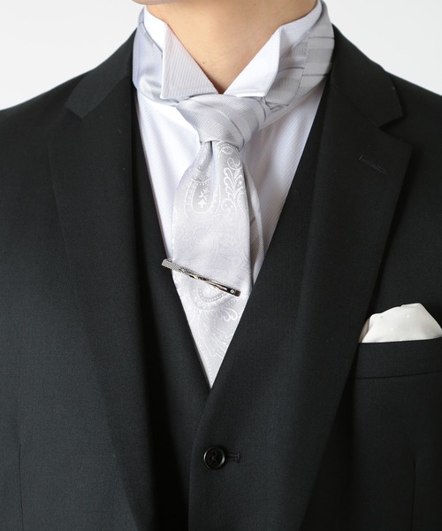 CROWDED CLOSET（クラウデッドクローゼット）の「シャドーペイズリー/シャドーストライプ柄クレリックタイ（ネクタイ・メンズ・シルバー/ボルドー/ネイビー/ラベンダー・FREE）」の18枚目の写真