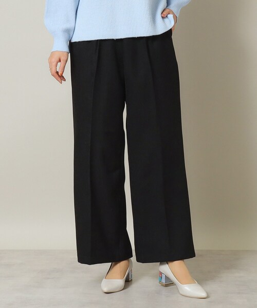 ITS'DEMO（イッツデモ）の「◆【後ろウエストゴム／マシンウォッシャブル】ツイルタックワイドパンツ（その他パンツ・レディース・ベージュ/ダークブラウン/ブラック・00）」の2枚目の写真