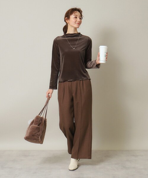 ITS'DEMO（イッツデモ）の「◆【後ろウエストゴム／マシンウォッシャブル】ツイルタックワイドパンツ（その他パンツ・レディース・ベージュ/ダークブラウン/ブラック・00）」の14枚目の写真