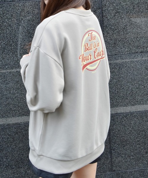 spiritoso(スピリトーゾ)の「バックサークルレトロプリントトレーナー(Tシャツ/カットソー・レディース・ブルー/ホワイト系その他/ベージュ・FREE)」の13枚目の写真