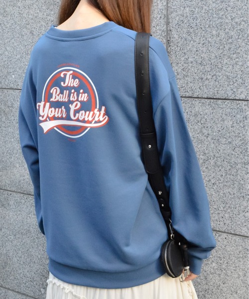 spiritoso(スピリトーゾ)の「バックサークルレトロプリントトレーナー(Tシャツ/カットソー・レディース・ブルー/ホワイト系その他/ベージュ・FREE)」の14枚目の写真