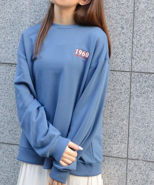 spiritoso(スピリトーゾ)の「バックサークルレトロプリントトレーナー(Tシャツ/カットソー・レディース・ブルー/ホワイト系その他/ベージュ・FREE)」の15枚目の写真