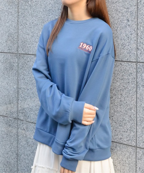 spiritoso(スピリトーゾ)の「バックサークルレトロプリントトレーナー(Tシャツ/カットソー・レディース・ブルー/ホワイト系その他/ベージュ・FREE)」の16枚目の写真