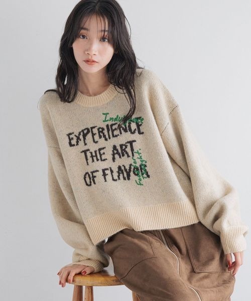 LOWRYS FARM(ローリーズファーム)の「ショートロゴニットプルオーバーLS 250498(ニット/セーター・レディース・チャコールグレー/グレー/ベージュ・FREE)」の7枚目の写真