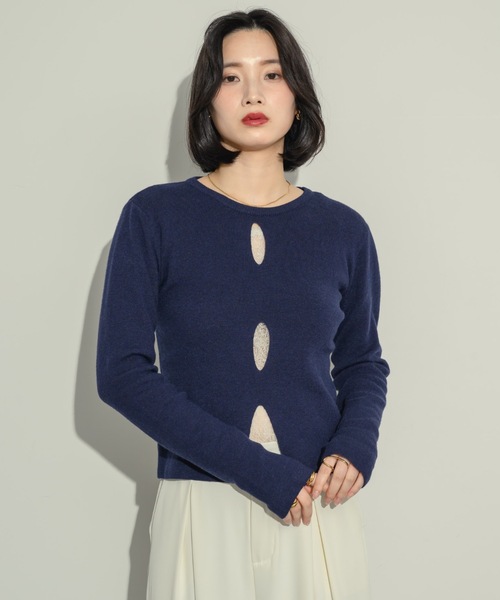 asymmetry cotton－knit slit