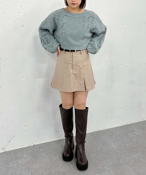 archives(アルシーヴ)の「ゆるケーブルショートニット(ニット/セーター・レディース・チャコールグレー/アイボリー/グリーン/ピンク・MEDIUM)」の18枚目の写真
