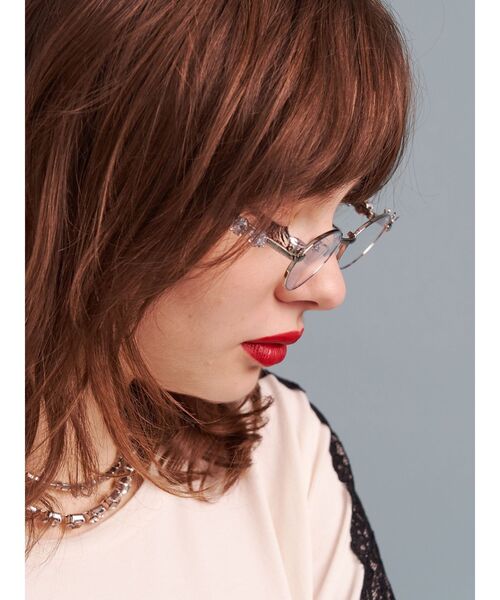 jouetie（ジュエティ）の「ビジュークリアグラス　メガネ（メガネ・レディース・シルバー・FREE）」の4枚目の写真