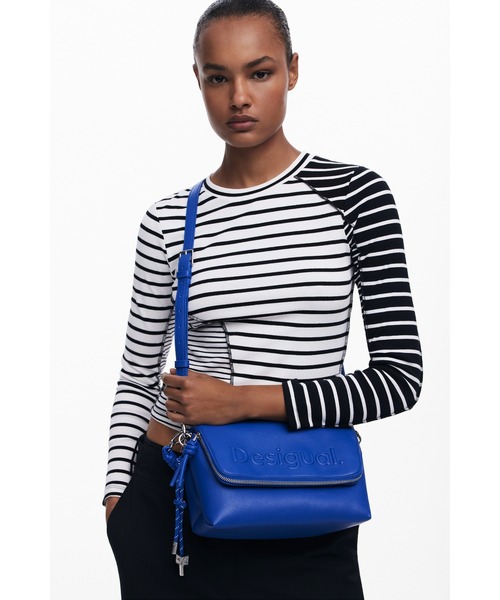 Desigual（デシグアル）の「ハンドル交換可能フェイクレザーミニショルダーバッグ（ボディバッグ/ウエストポーチ・レディース・ブルー/イエロー・FREE）」の9枚目の写真