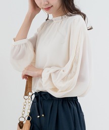 【ANNA LUNA】オケージョン にも使える◎袖のスリットからのぞく レース がポイントの 上品ブラウス！