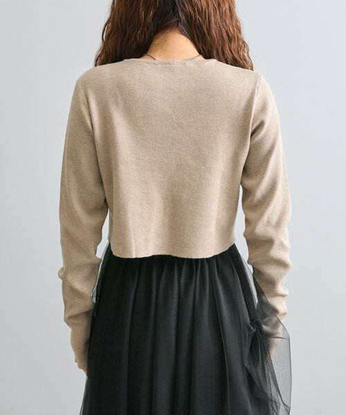 mline（エムライン）の「[mline]ロゴ刺繍チビカーデ（ニット/セーター・レディース・チャコールグレー/ネイビー/ベージュ/ピンク・FREE）」の15枚目の写真