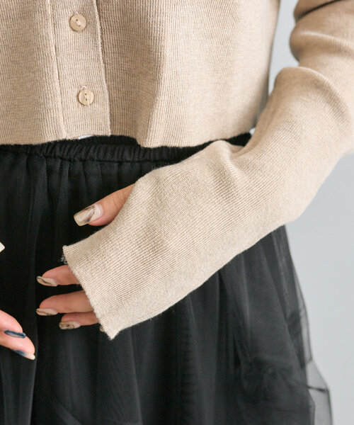 mline（エムライン）の「[mline]ロゴ刺繍チビカーデ（ニット/セーター・レディース・チャコールグレー/ネイビー/ベージュ/ピンク・FREE）」の18枚目の写真