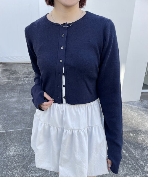 mline（エムライン）の「[mline]ロゴ刺繍チビカーデ（ニット/セーター・レディース・チャコールグレー/ネイビー/ベージュ/ピンク・FREE）」の20枚目の写真