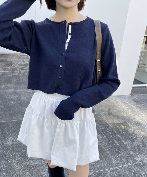 mline（エムライン）の「[mline]ロゴ刺繍チビカーデ（ニット/セーター・レディース・チャコールグレー/ネイビー/ベージュ/ピンク・FREE）」の22枚目の写真