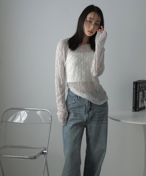 Ulysses（ユリシス）の「ストレッチレースシアートップス（Tシャツ/カットソー・レディース・ホワイト/ブラック・F）」の5枚目の写真