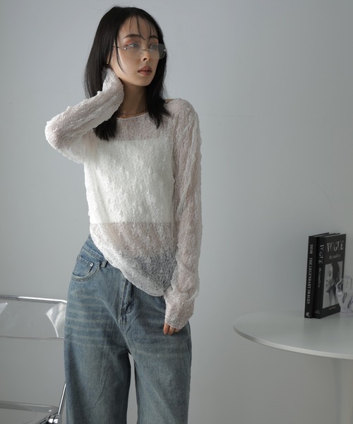 Ulysses（ユリシス）の「ストレッチレースシアートップス（Tシャツ/カットソー・レディース・ホワイト/ブラック・F）」の7枚目の写真