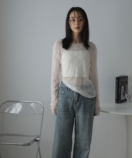 Ulysses（ユリシス）の「ストレッチレースシアートップス（Tシャツ/カットソー・レディース・ホワイト/ブラック・F）」の8枚目の写真