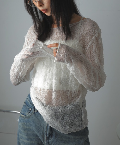 Ulysses（ユリシス）の「ストレッチレースシアートップス（Tシャツ/カットソー・レディース・ホワイト/ブラック・F）」の13枚目の写真