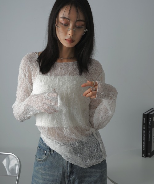 Ulysses（ユリシス）の「ストレッチレースシアートップス（Tシャツ/カットソー・レディース・ホワイト/ブラック・F）」の14枚目の写真