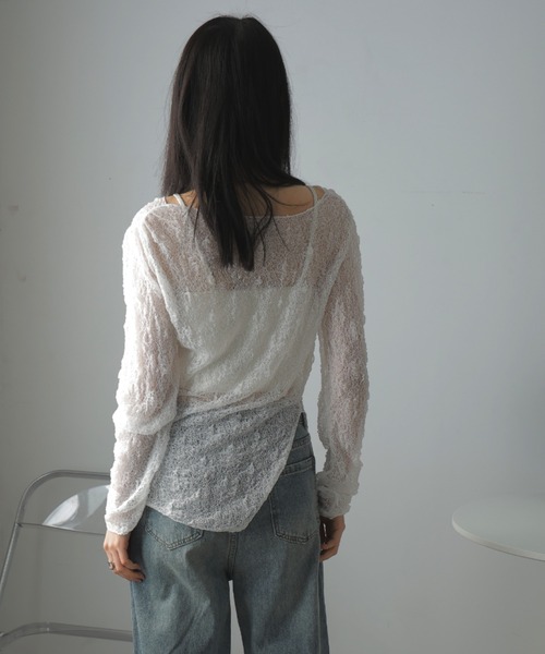 Ulysses（ユリシス）の「ストレッチレースシアートップス（Tシャツ/カットソー・レディース・ホワイト/ブラック・F）」の16枚目の写真