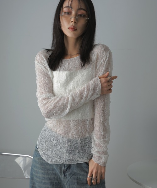 Ulysses（ユリシス）の「ストレッチレースシアートップス（Tシャツ/カットソー・レディース・ホワイト/ブラック・F）」の21枚目の写真