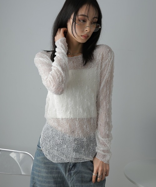 Ulysses（ユリシス）の「ストレッチレースシアートップス（Tシャツ/カットソー・レディース・ホワイト/ブラック・F）」の22枚目の写真