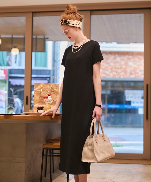 接触冷感 / 抗菌防臭〉 カップ付きすっきり見えリブメロウワンピース