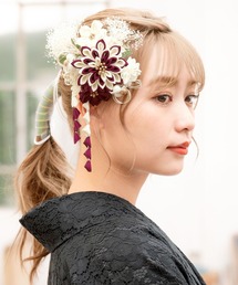 ❁︎nami様❁︎ 成人式 和装 髪飾り ヘッドドレス つまみ細工×帯重ね 成人式 つまみ細工 - アクセサリー・ジュエリーの人気通販