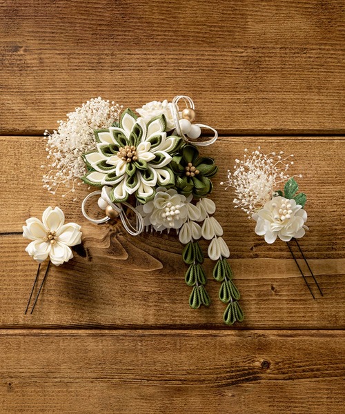 つまみ細工 flower髪飾り3点セット（和装小物）｜SOUBIEN（ソウビエン
