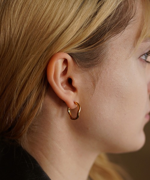 ピアス★両耳用　フープ　ゴールド TRIDEA JEWELRY 18金 フープピアス 大きめ 幅3mm 外径60mm