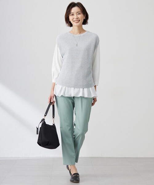 J.PRESS(ジェイプレス)の「【WEB限定カラーあり】スムースジャージー フレアー カットソー(Tシャツ/カットソー・レディース・ホワイト系/ネイビー系・LARGE/MEDIUM)」の16枚目の写真