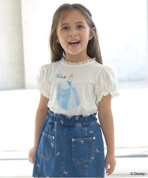 Lycee mine(リセマイン)の「【Disney Princess】【ソフトコットン】アソートリボン付きパフTシャツ(Tシャツ/カットソー・キッズ・ライトブルー/オフホワイト/クリーム/ライトピンク/ラベンダー・110cm/100cm/120cm/130cm/140cm)」の2枚目の写真