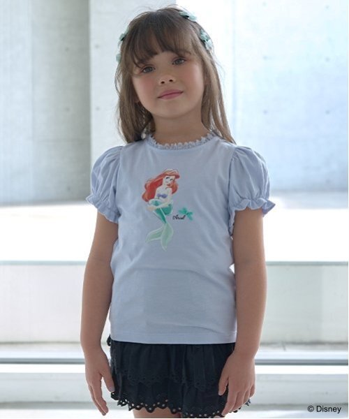Lycee mine(リセマイン)の「【Disney Princess】【ソフトコットン】アソートリボン付きパフTシャツ(Tシャツ/カットソー・キッズ・ライトブルー/オフホワイト/クリーム/ライトピンク/ラベンダー・110cm/100cm/120cm/130cm/140cm)」の1枚目の写真