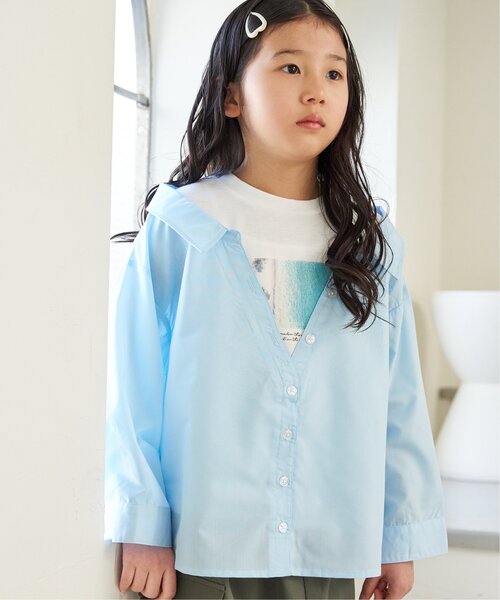 ikka（イッカ）の「【親子コーデ】フォトTドッキングブラウス（120~160cm）（シャツ/ブラウス・キッズ・グリーン/ブルー・120/130/140/150/160）」の16枚目の写真
